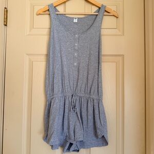 Old Navy Light Gray Romper with Button Detail